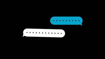 Animation of white and blue chat bubbles exchanging messages on a transparent background. Ideal for communication, social media or messaging app themes. video