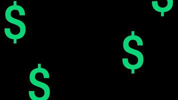 Animation of green dollar icon floating on transparent background video
