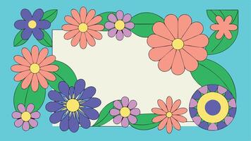 A colorful flower frame with a blank space for your text vector