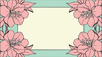 A pink flower frame with a blank space for text vector