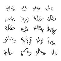 Set of line effect surprize shine burst hand drawn vector