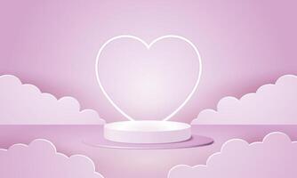Valentine's day background with heart and clouds illustration. vector