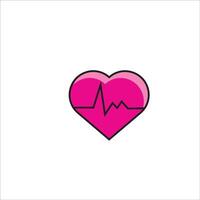 a pink heart with a heartbeat line on it vector