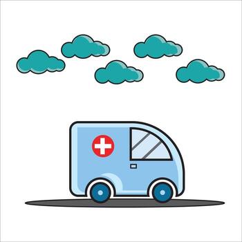 an ambulance with a red cross on the side of it vector