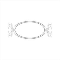 a black and white oval frame with a scroll design vector