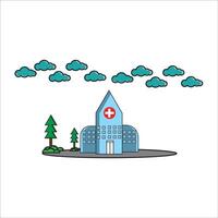 a hospital building with a red cross on it vector