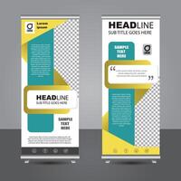 Green and yellow rollup banner, roll up banner, x banner for business vector