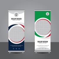 Blue Green Red Simple Roll up banner Design, Roll up banner. stand banner layout, pull up, x-banner, flag-banner, Rollup Banner vector