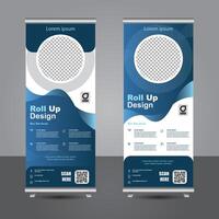 Blue theme new roll up banner design, creative abstract x banner template vector