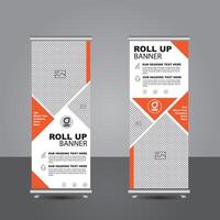 Orange simple business roll up banner abstract templatener design vertical template , abstract geometric background, modern x-banner and flag-banner, rectangle size, modern Roll up banner template vector