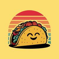Cartoon Style Taco With A Happy Expression. vector