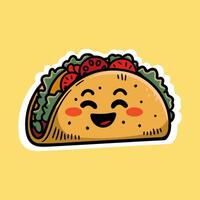 Cheerful Cartoon Style Taco With A Happy Expression. vector