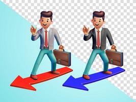 Office man surfing on arrows. 3d, Suitable for business, career and design elements vector