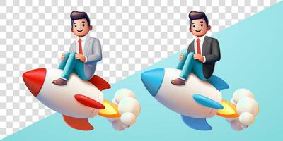 Office man sitting on a rocket. 3d, Suitable for business, career and design elements vector