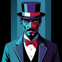 Elegant Gentleman in Top Hat and Tuxedo with Colorful Art Style vector