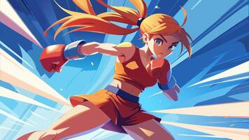 Dynamic Female Boxer in Action with Powerful Punch vector
