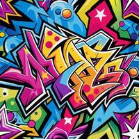 Bright and Colorful Graffiti Artwork with Vibrant Shapes and Patterns vector