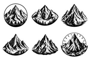 Elegant Badge Templates with Mountains and Simple Lines on White Background vector