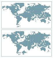 Abstract Horizontal or Vertical Strip Line World Map for Infographic Digital Cartography Art vector