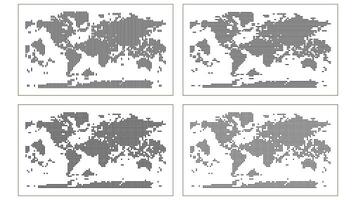 Horizontal or Vertical Strip Line or Dotted World Map Highlighting Continents and Global Art vector