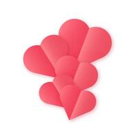 Red heart icons are collected as balloons on a white isolated background. Like heart clipart vector