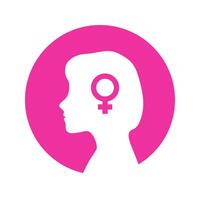 Question girl head icon. Problem solving. The concept of brain activity. vector