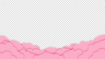 Pink valentines day banner with clouds and nubes for greeting card backgrounds. Romantic and festive design for weddings and holidays. vector