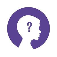 Question boy head icon. Problem solving. The concept of brain activity. vector