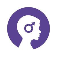 Gender boy head icon. Problem solving. The concept of brain activity. vector