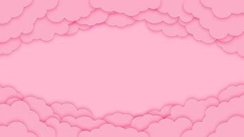 Holiday pink banner featuring clouds, nubes, and balloons for a happy valentines day greeting card background. Romantic design for weddings or special celebrations. vector