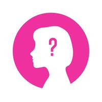 Question girl head icon. Problem solving. The concept of brain activity. vector