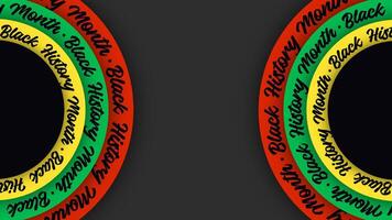 Black History Month lettering on abstract red, yellow, green, and black circles. Emphasizing unity, cultural pride, and diversity. vector