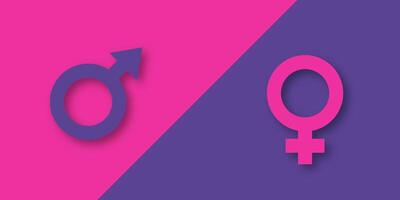 Plain background with gender symbols for male and female. Highlighting equality and relationships in a diverse society. vector