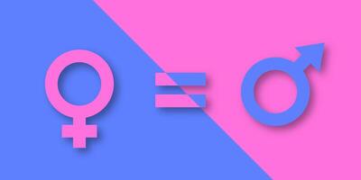 Gender signs representing male and female on a plain background. Concept of equality and relationships in a diverse society. vector