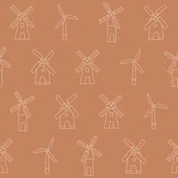 Outline Collection of Windmill Seamless Pattern illustration for Print, Wallpaper, Decoration. vector