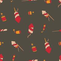 Rocket Firecracker Firework Seamless Pattern illustration Design vector