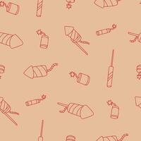 Outline Rocket Firecracker Firework Seamless Pattern illustration Design vector