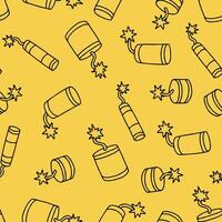 Outline Bunch of Firecracker Seamless Pattern illustration Design vector