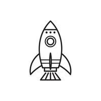 A rocket ship icon in a flat line style vector