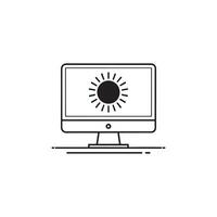 A computer icon with a sun vector
