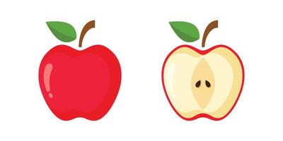 Apple fruit icon set in flat style. Healthy dessert illustration on isolated background. Fresh food sign business concept. vector