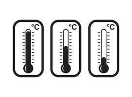 Thermometer icon set in flat style. Climate control illustration on isolated background. Weather change sign business concept. vector