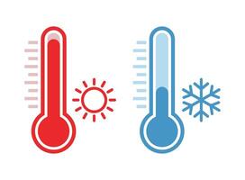 Thermometer icon set in flat style. Climate control illustration on isolated background. Weather change sign business concept. vector