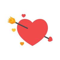 Heart with arrow icon in flat style. Valentines day illustration on isolated background. Amour sign business concept. vector