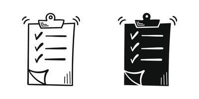 Hand drawn memo paper sheet icon in flat style. Checklist illustration on isolated background. To do list sign business concept. vector