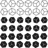 a set of black and white cubes with different shapes vector