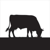 Peaceful Cow Feeding in Open Field vector