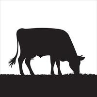 Grazing Cow in Scenic Field Design vector