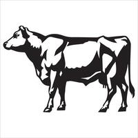 Comfortable Cow at Rest Silhouette vector