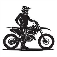 Off-Road Rider Taking a Sharp Turn Silhouette vector